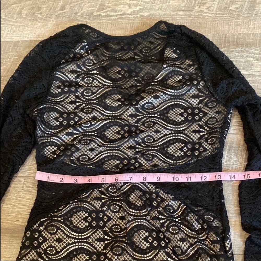 Black Lace Bodycon Midi Dress V-Neck S/M MOVING SALE - Picture 4 of 10